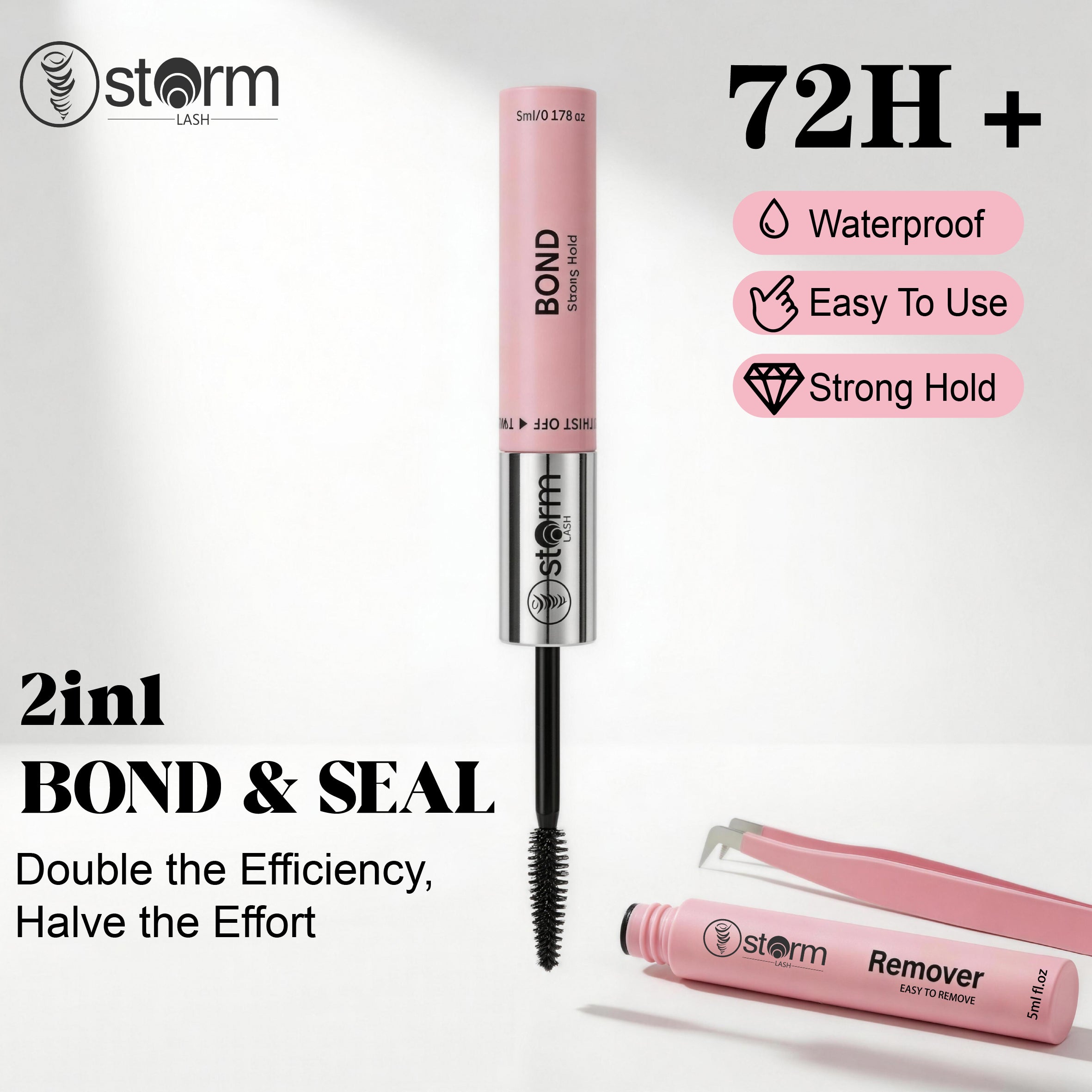 Storm Lash 2-in-1 Lash Bond and Seal with Remover tweezers  Kit